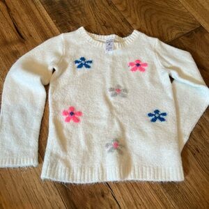 Carter’s 2T Long Sleeve white/flowers fuzzy sweater- EUc